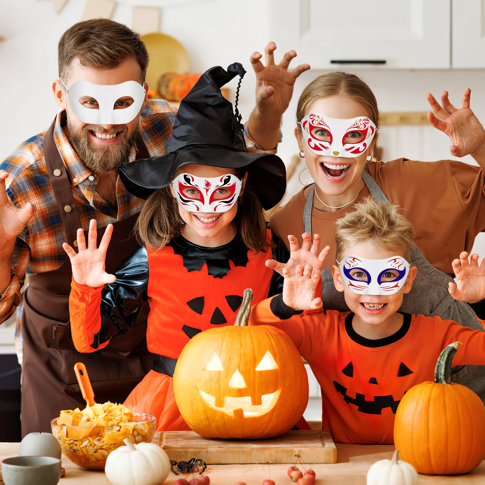 15 Pcs DIY Pulp Mask Masquerade for Women Masks White Halloween Party Bulk Mascarade