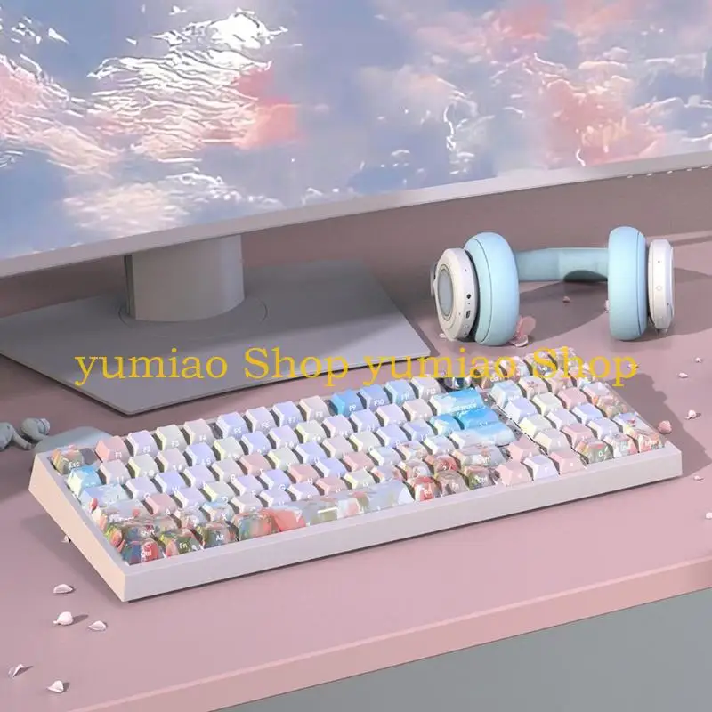 587B Keycaps Double Shot DyeSublimation Colored Rose for Girls Mechanical Keyboard