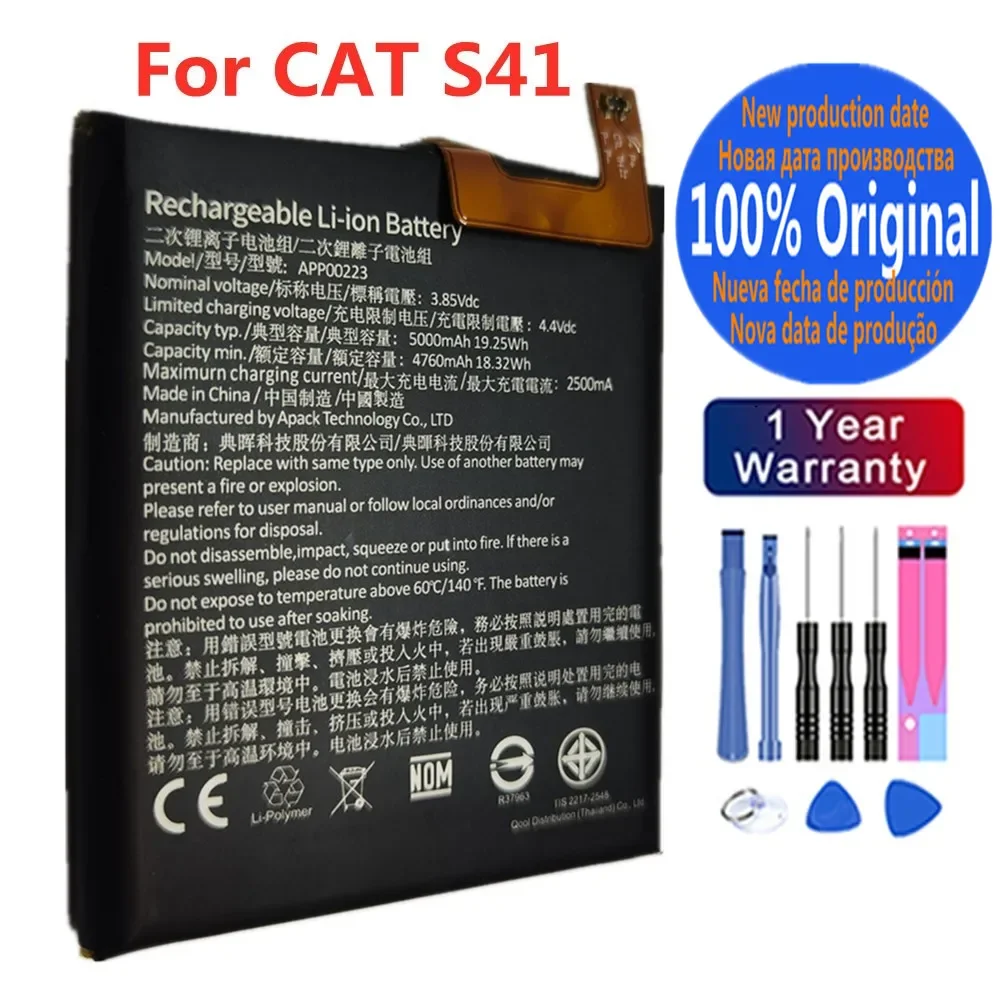 5000mAh 100% Original Phone Battery For Caterpillar Cat S41 APP00223 High Quality Replacement Batteries Battery + Free Tools