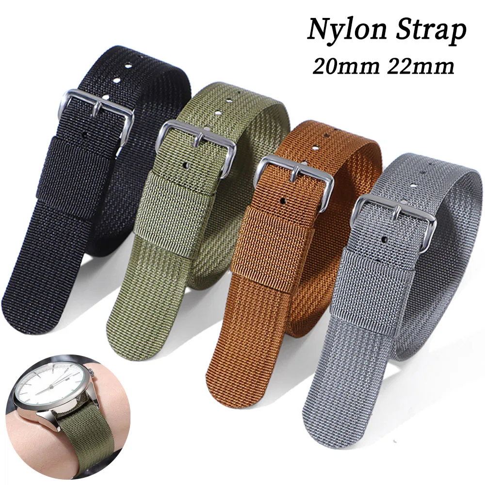 Correa de nailon para reloj de 20mm y 22mm, pulsera deportiva militar de lona suave para reloj de tela trenzada Seiko, pulsera de repuesto para hombres y mujeres