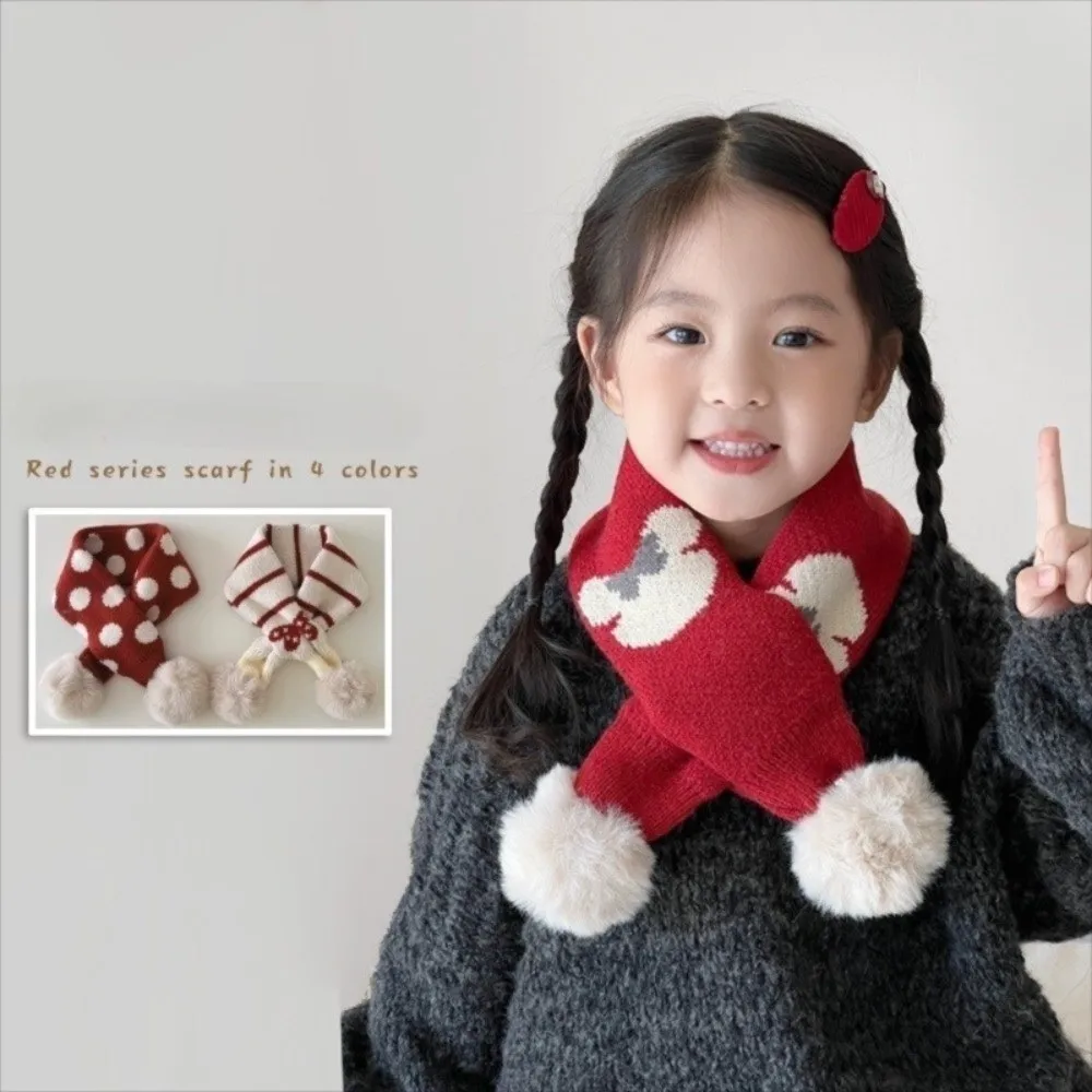 

New Windproof Knitted Scarf Cold Proof Pom Pom Keep Warm Blanke Neck Warmer for Children