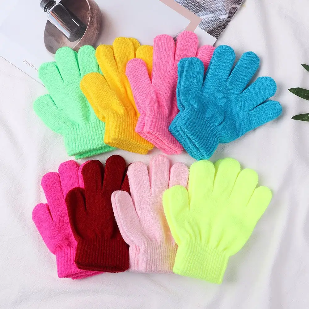 Hot Kids New Fashion Kids Thick Knitted Gloves Warm Winter Gloves Children Stretch Mittens Boy Girl Infant Accessories