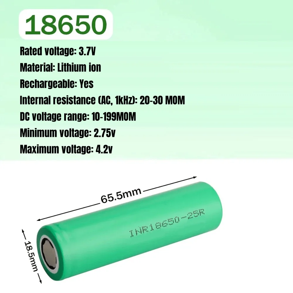 🔥 3.7V 2500mah 18650 Battery For Samsung 25R INR 18650 20A Li-ion Battery Replacement External Battery+Charger view 6