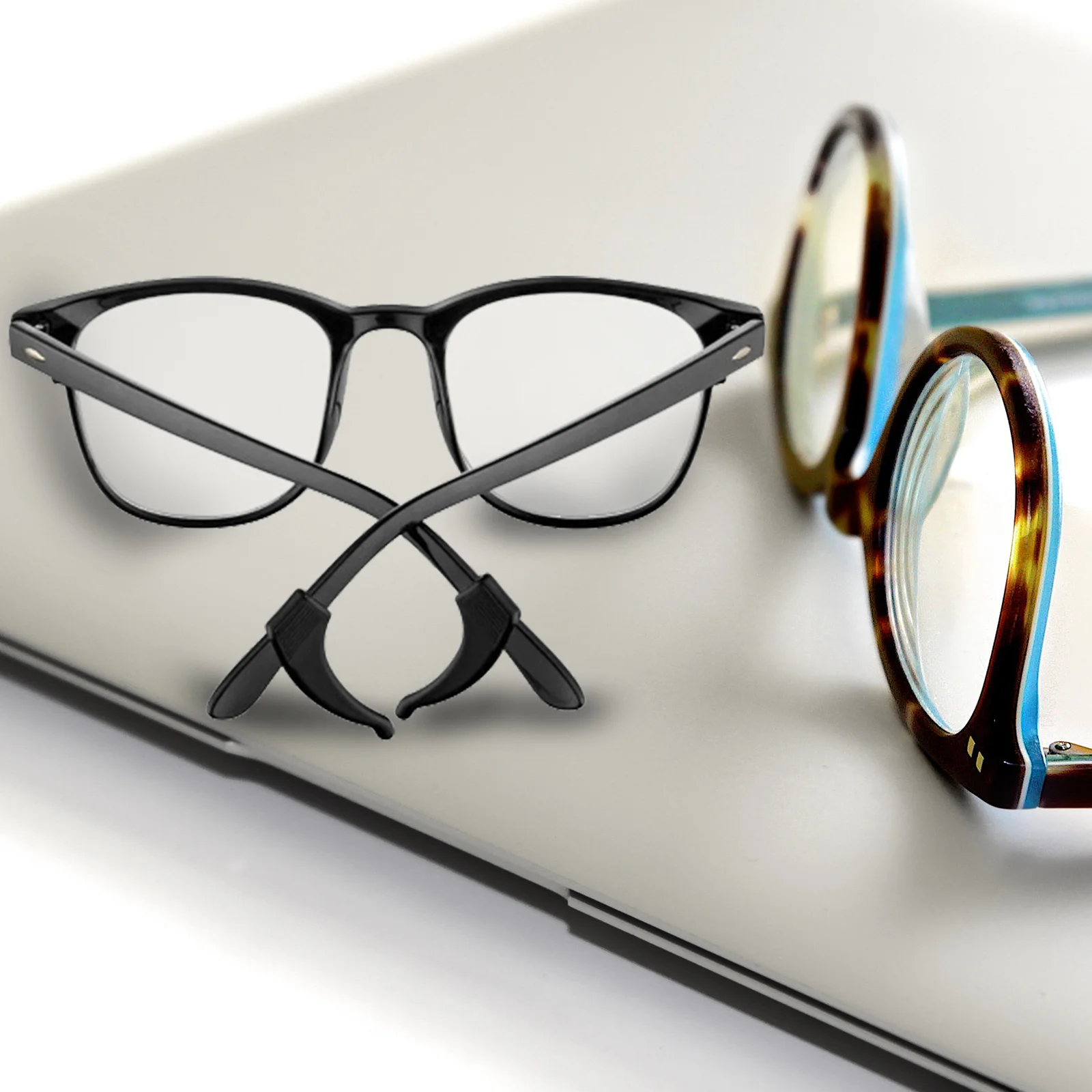 

1Set Glasses Temple Sleeve Silicone Anti-Skid Leg Cover for Running Swimming Outdoor Sports Eyewear Fixed Holder Black White