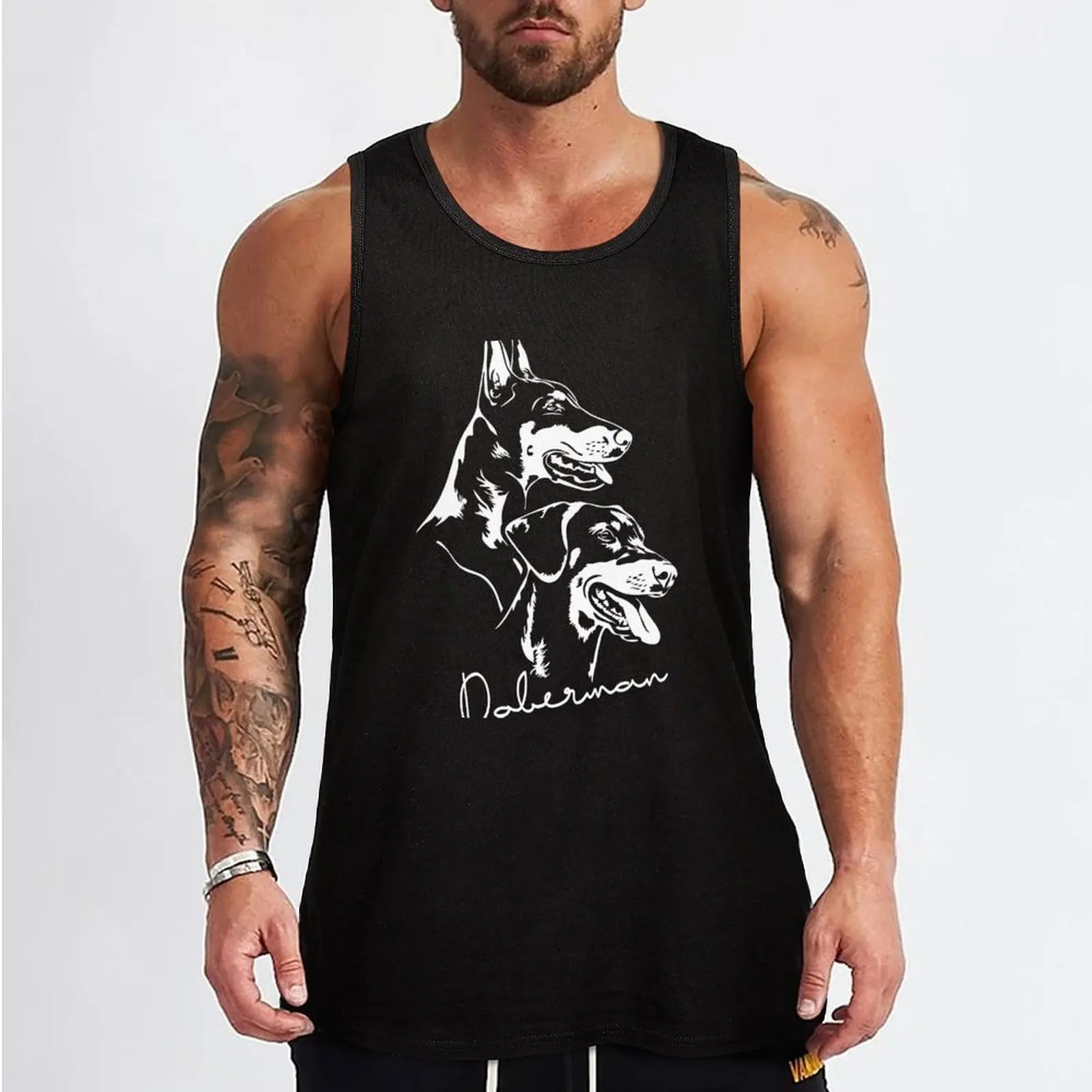 Doberman Pinscher Portrait Dogs Tank Top singlet for men sleeveless shirt man