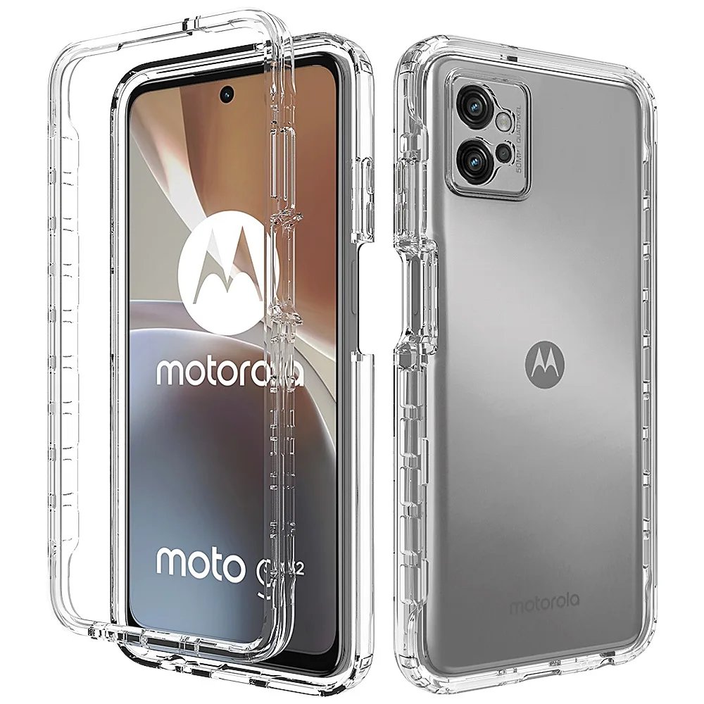 

For Motorola MOTO G32/G42 Acrylic transparency TPU+PC phone case 2-in-1 protective phone cover Capa Funda coque