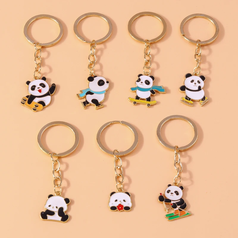 Niedliche Emaille Panda Schlüssel bund Katze Schlüssel ring Anhänger für Auto Schlüssel halter Frauen Mädchen Handtasche Zubehör DIY Schmuck Geschenke – Detail 9