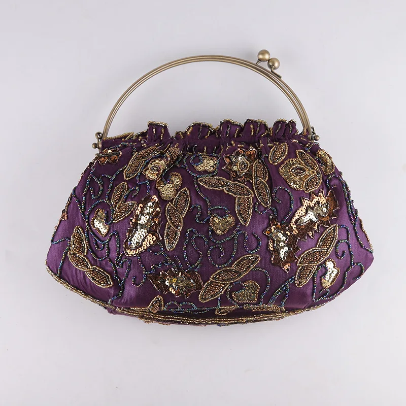 Elegant retro beaded embroidered bag old Shanghai cheongsam perfect match dinner bag embroidered fashion women's handbag