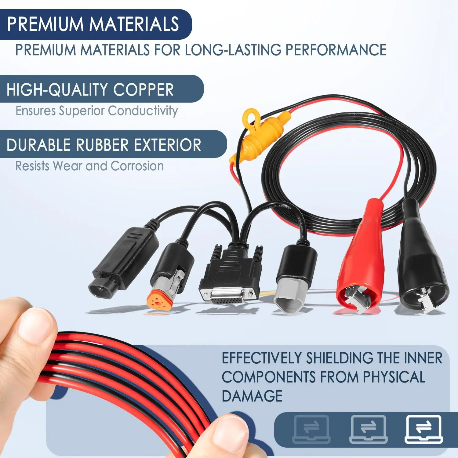 3-Pin Diagnostic Adapter Cable for Nexiq USB Link 2/3, Fits Cummins Engines with 2/3 Pin Connector