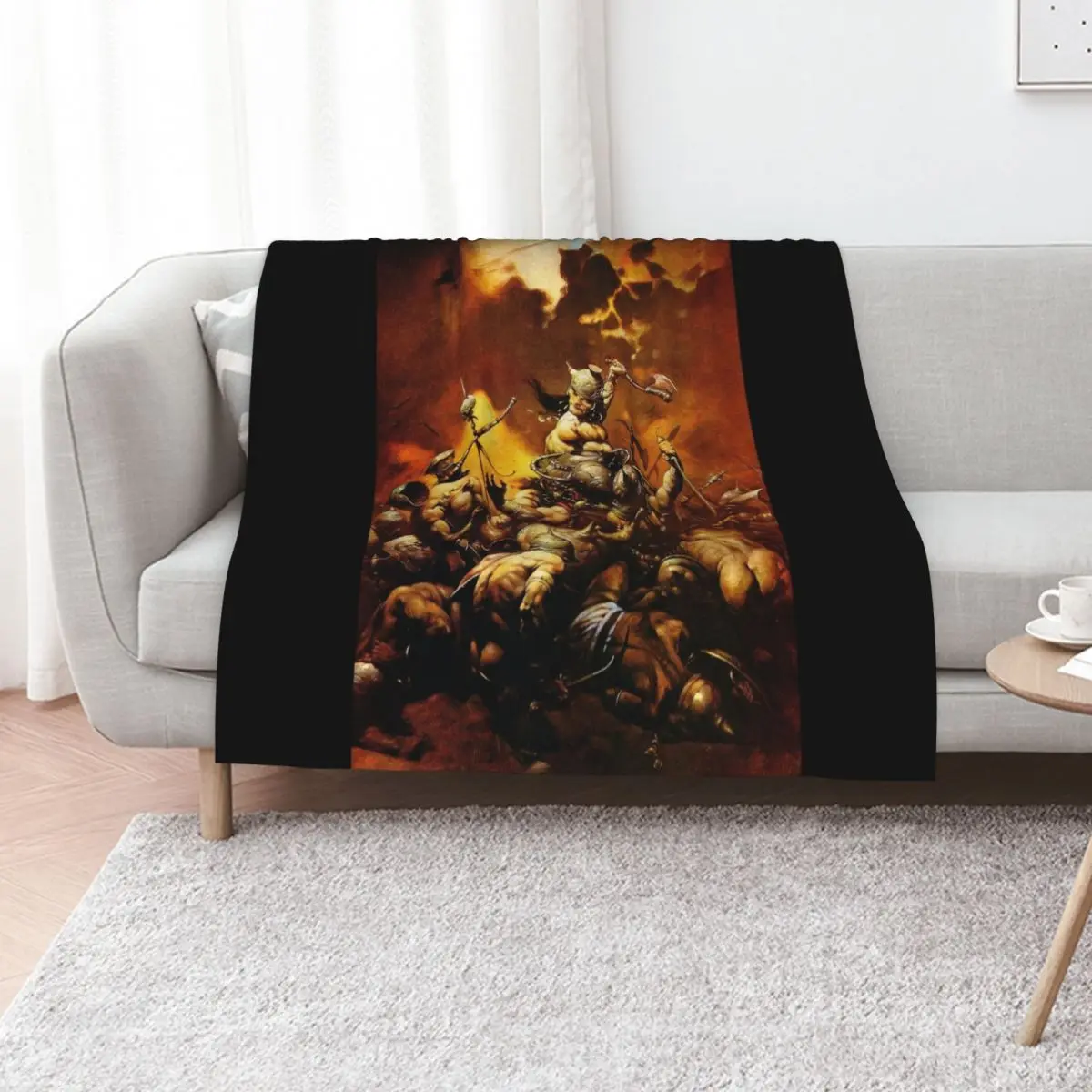 

Frank Frazetta - Conan the barbarian Throw Blanket Luxury Brand Giant Sofa Furry Sofas Blankets