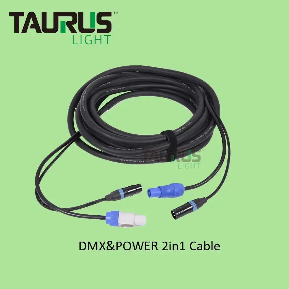 DMX & Power 2 in 1 Hybrid Cable with Powercon XLR Connector 3pin/5pin 3x2.5mm combi 512 Power Wires Stage