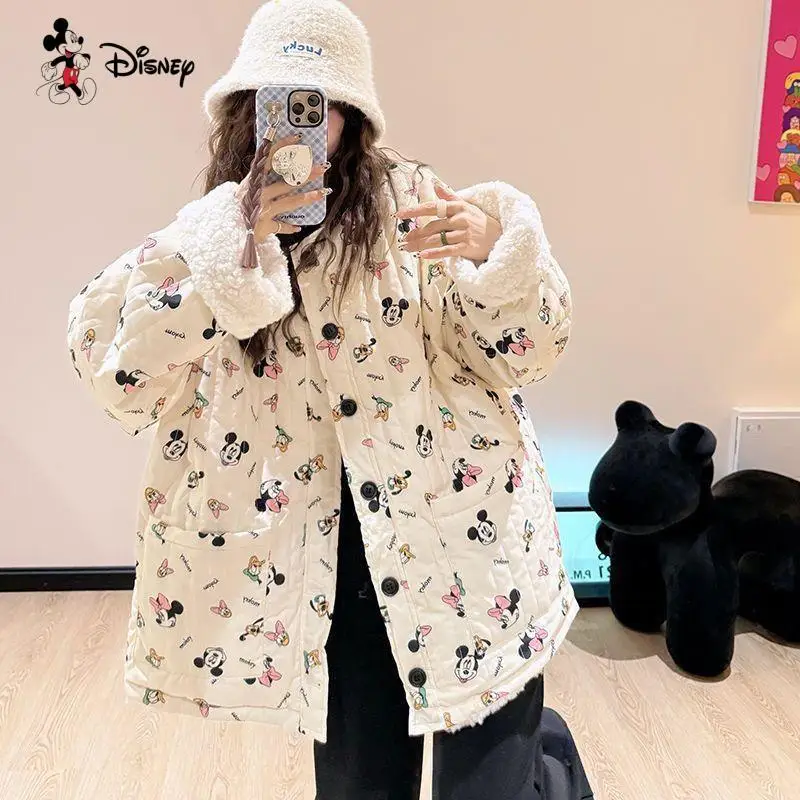 

New Women's Warm Double-Sided Sherpa Jacket Cartoon Winter Loose Versatile Student Kawaii Thickened Cotton Jacket Down Jacket
