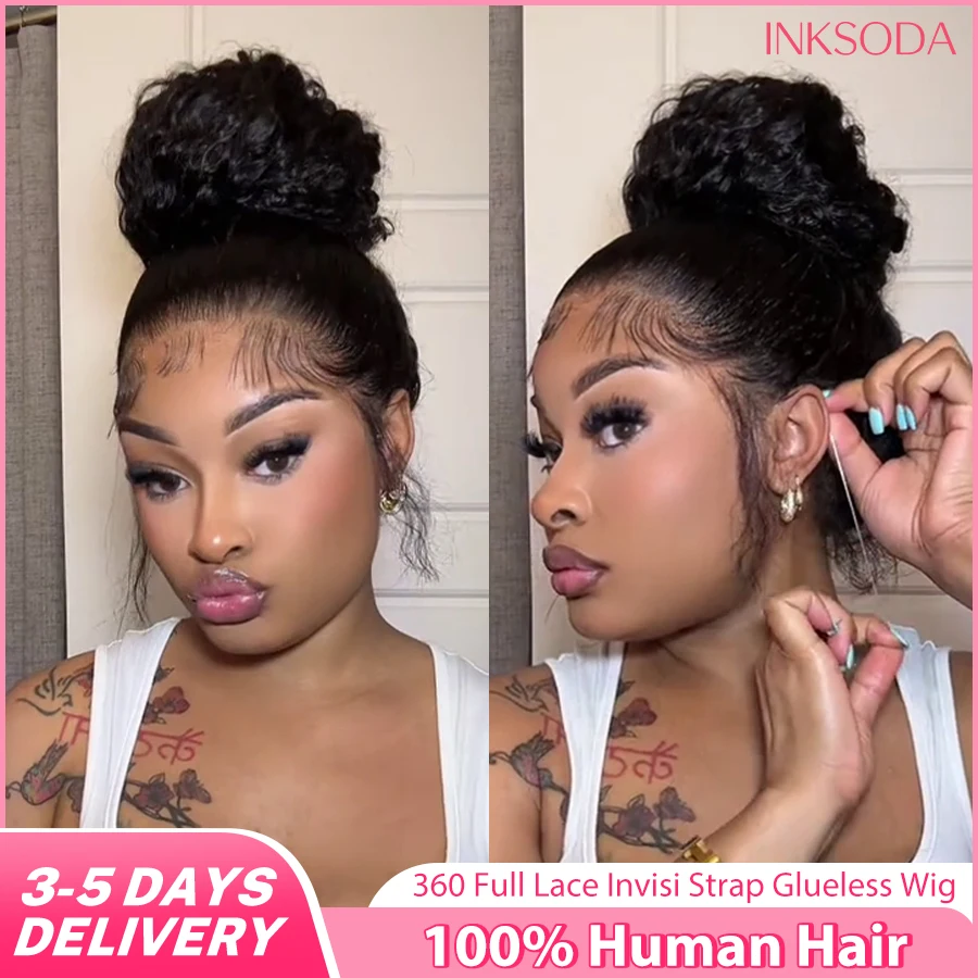 

Накладной парик из 100% натуральных волос, 36-40 дюймов, HD, с невидимой лентой, 360 Full Lace Frontal, глубокая волна, черный, 220% плотность, кудрявый, без клея, с регулируемым шнурком