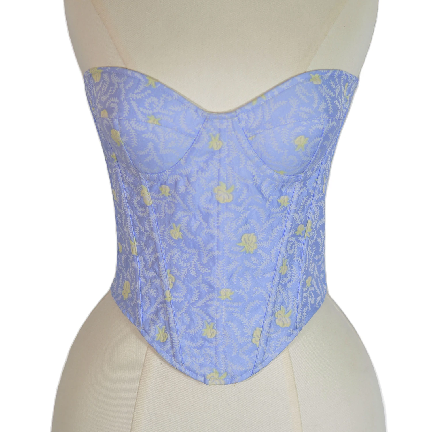 Blue Corset Top Bustier Lingerie Sexy Flower Vintage Costumes