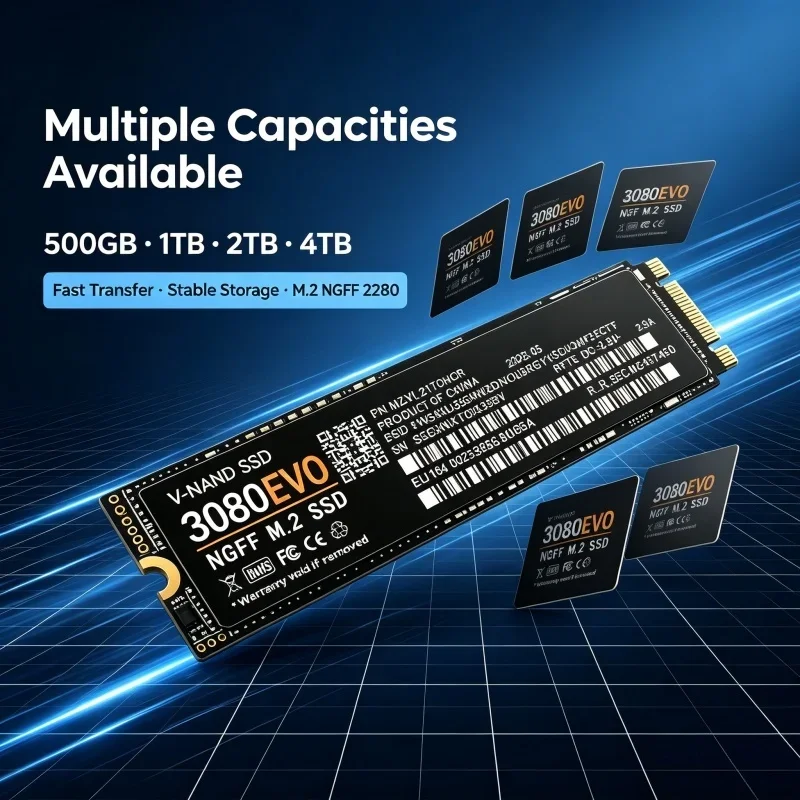 High Speed Transfer SSD 3080 EVO M.2 2280 NGFF Internal Solid State Drive 1TB 2TB 4TB Portable Hard Drive for Laptop
