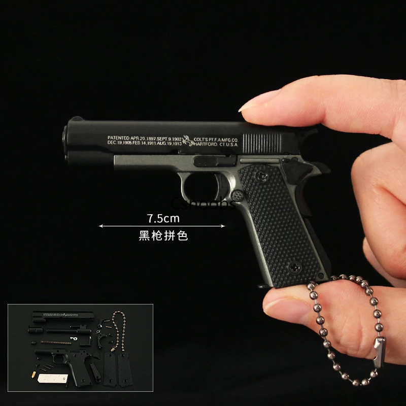 1:3 Alloy Colt 1911 Pistol Miniature Pistol Model Assemblable Toy Gun Keychain PUBG Jedi Backpack Pendant Decoration Boys Gift