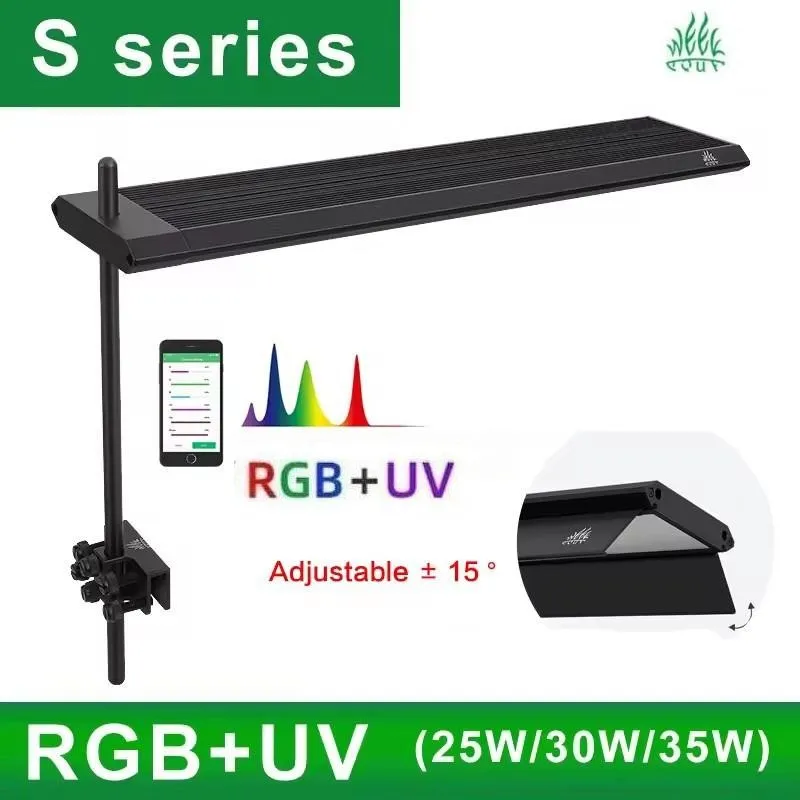 

Светодиодный светильник WEEK AQUA S Series RGB+UV Full Spectrum S300/400/450Pro с Bluetooth-управлением через приложение для пресноводных аквариумов и акваскейпинга