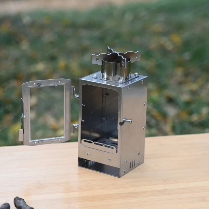 Mini Camping Tabletop Fireplace – Alcohol & Wood Burning Stove for Tea Boiling, Heating & Cozy Atmosphere