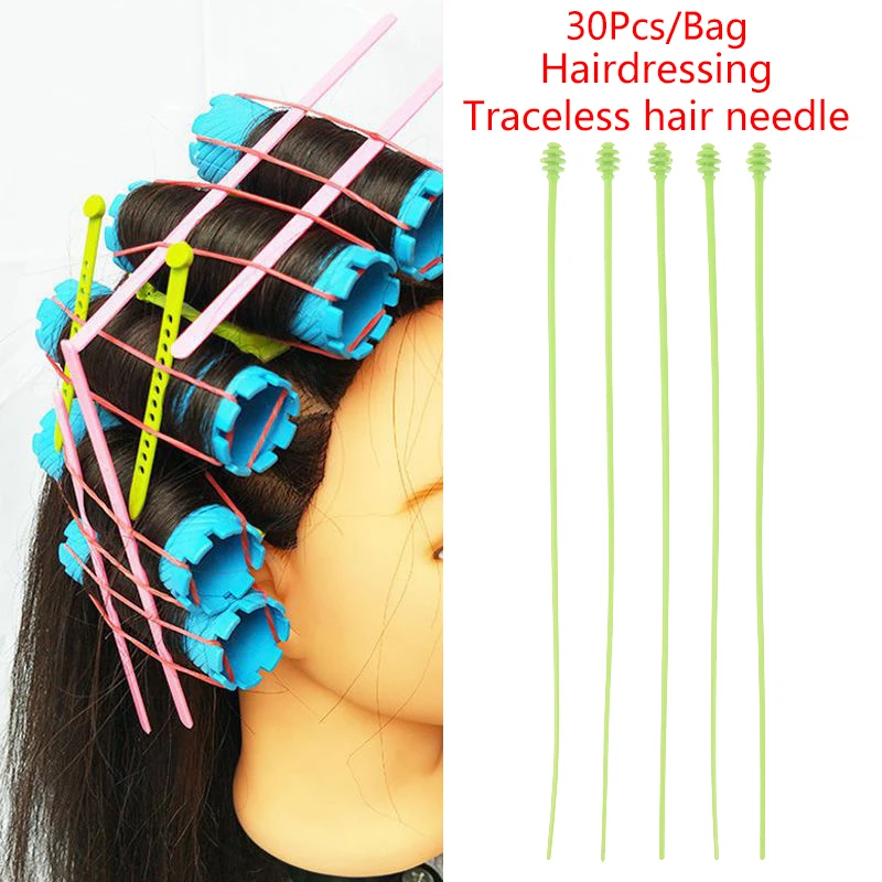 30pcs/set Hair Perming Hairpins Extra Long Fine Wave Perm Rods Bars Curler Clips Roller Pick Position Reduce Rubberbands Marking