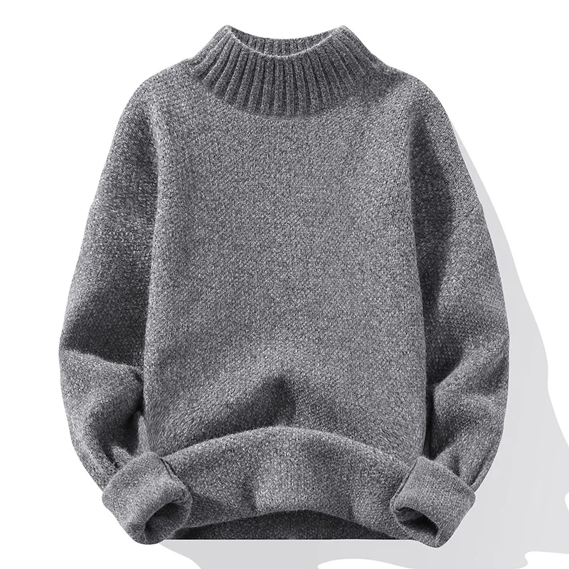 

New Crewneck Thermal Sweater Men Winter Solid Color Undershirt Thicker Fashion Streetwear Casual Daily Clothing for Men 2024