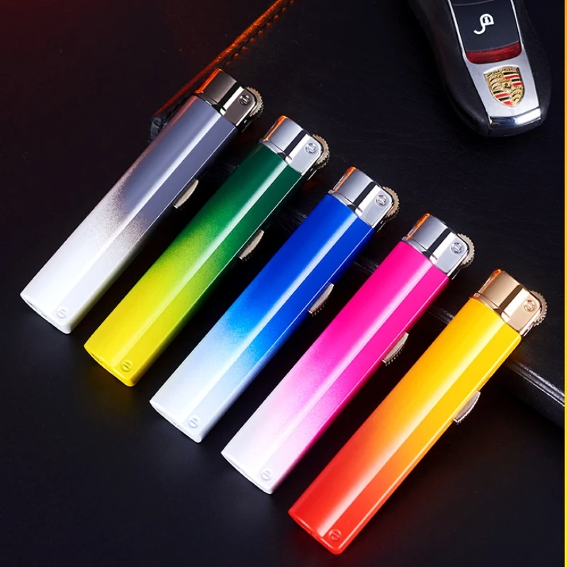 Unusual Gradient Metal Windproof Jet Flame Gas Lighter Lock Fire Flint Mini Personality Creative Lighters Smoking Gifts for Girl