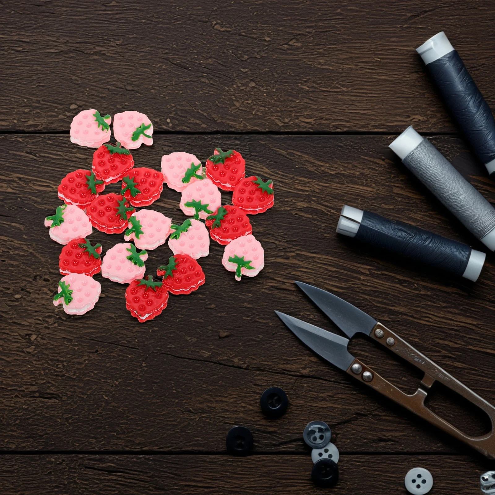 

20pcs Mini Resin Strawberry Flat Back Charms Cute Craft Decorations For Diy Projects Phone Cases Hair Clips Making Supplies