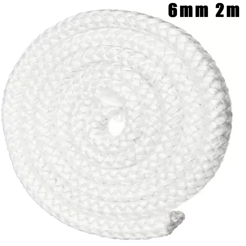 

6/8/10/12mm White Fiberglass Rope Seal Cord Stove Door Fireplace Cord Fiberglass High Temperature Burning Stove Burner Door 2m