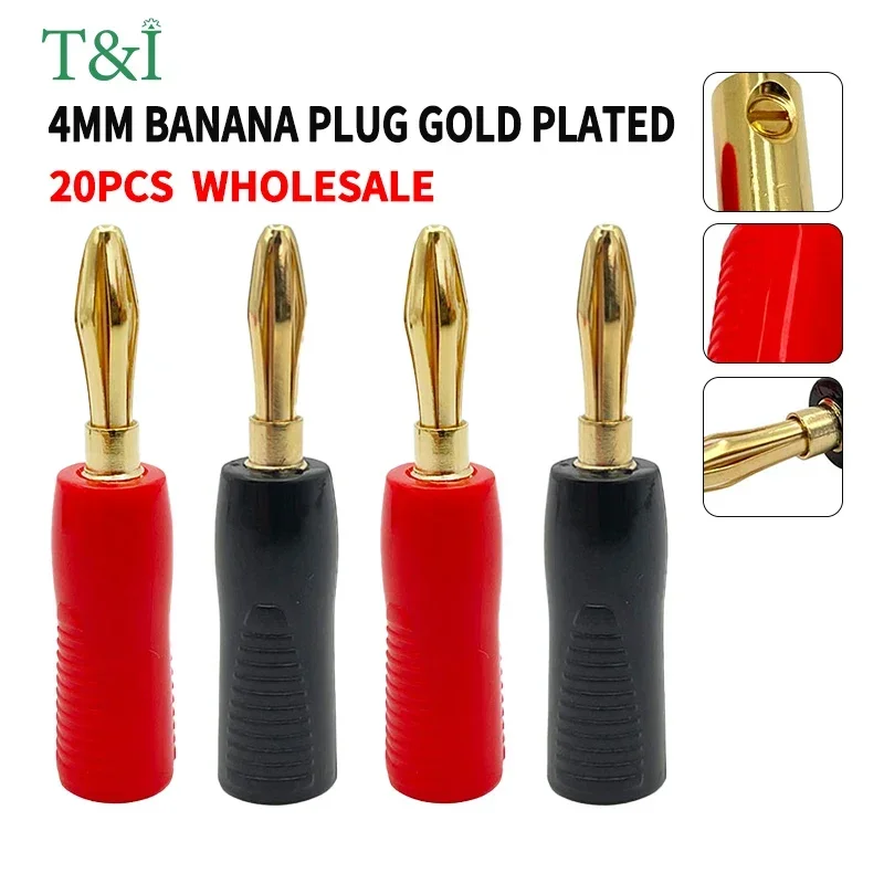 

20Pcs Gold-Plated Fever Audio Speaker Speaker Cable 4mm Banana Plug Banana Head Pure Copper Banana Plug Free Of Welding Head