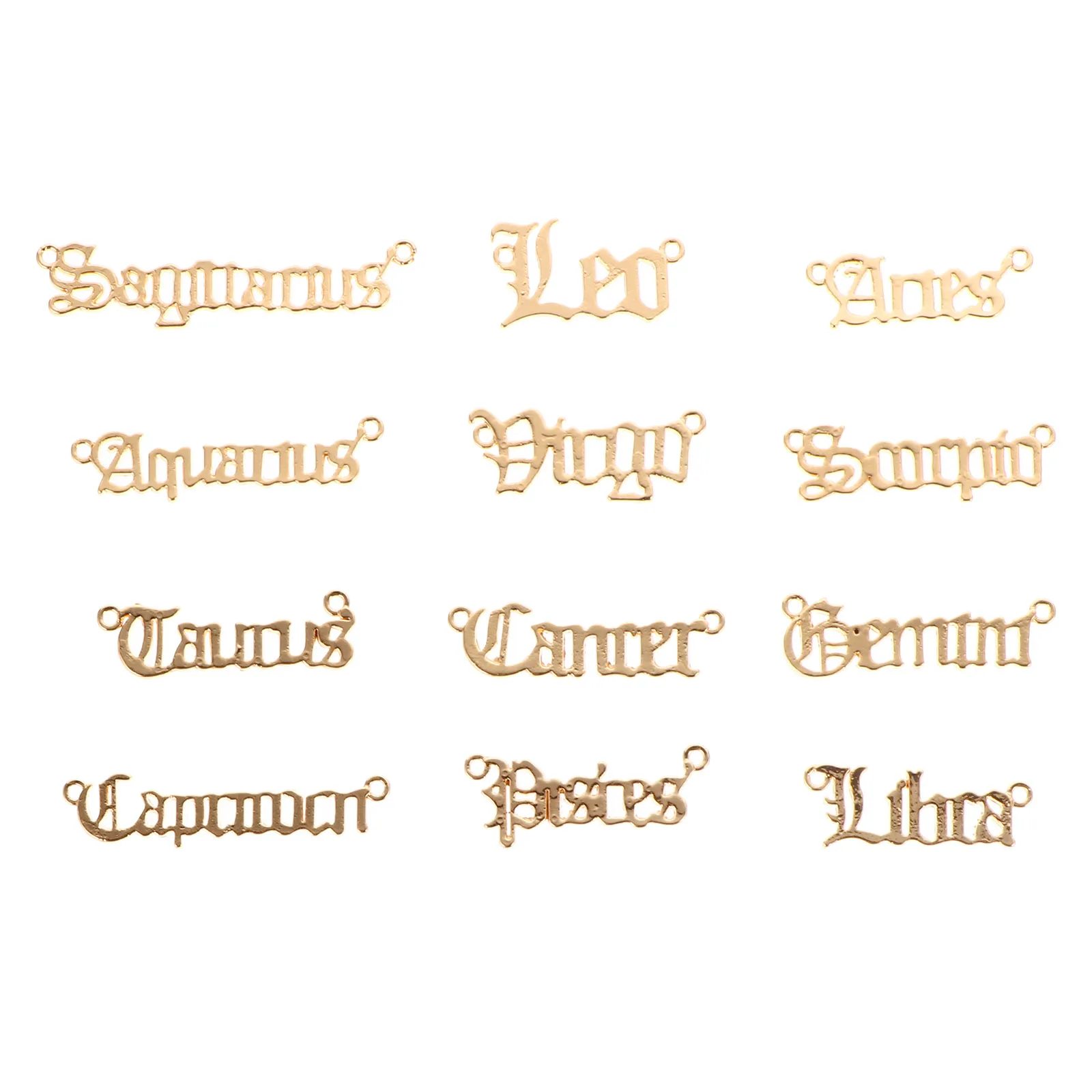 

24 Pcs Zodiac Pendant Charms for Jewelry Letter DIY Necklace Making Beads Diamond