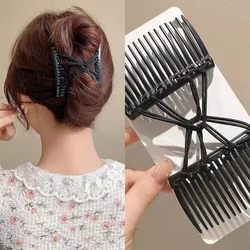 Black Disc Hair Clips for Women Magic Hair Comb Elastic Rope Hair Clip Vintage Creative Headwear Hairs Comb Korean Styling Tool