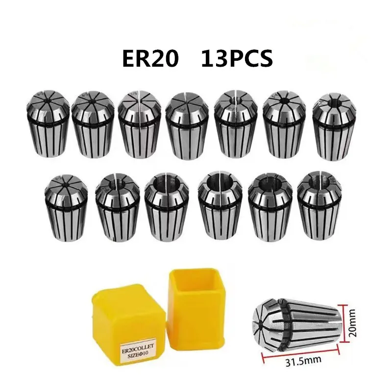 1Set ER Collet ER8 ER11 ER16 ER20 ER25 ER32 Spring Collet Precision 0.015mm CNC Milling Tool Holder Engraving Machine Lathe