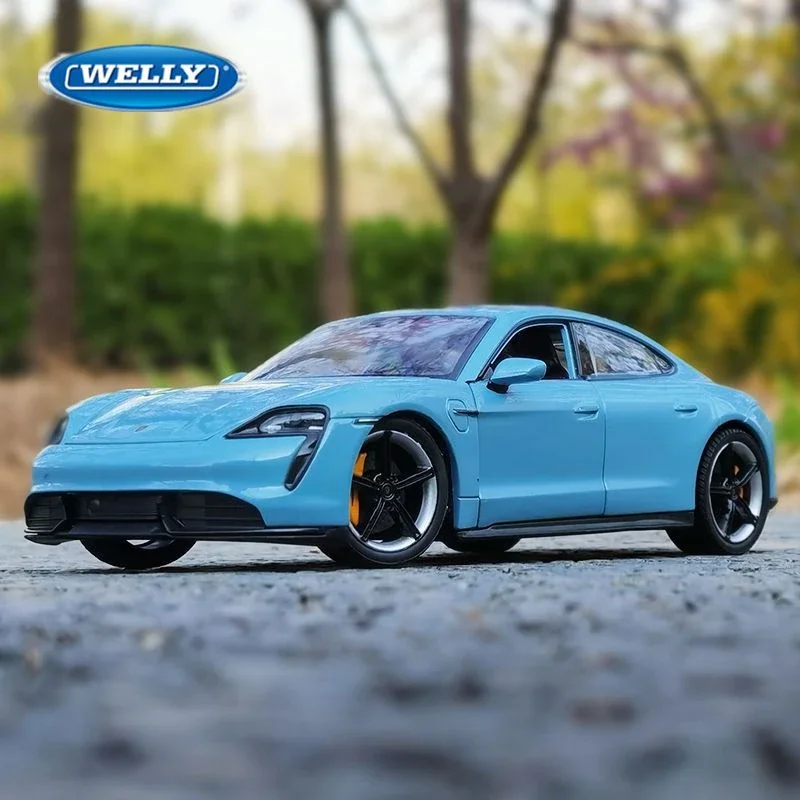 Welly-Modèle de voiture en alliage moulé sous pression, 1:24, Porsche Taycan Turbo S, jouet en métal, voiture de sport, haute simulation, cadeaux de collection