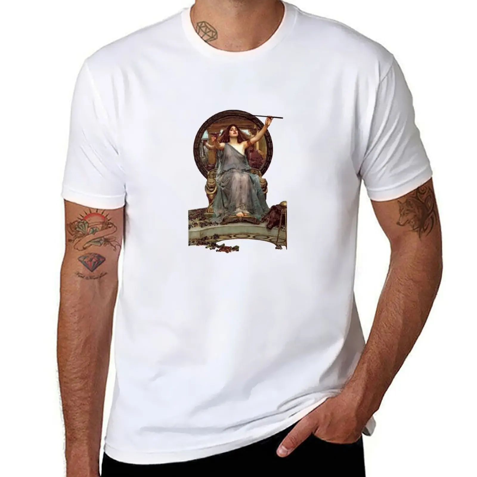 

Circe Offering the Cup to Ulysses by John William Waterhouse T-Shirt man t shirts cotton man t shirt luxury T-Shirt