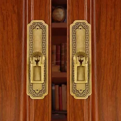 Cabinet Door Straight Bar Brass Handle Antique Bookcase Wine Cabinet Wardrobe Handle Antique Mahogany Furniture Brass Accessorie