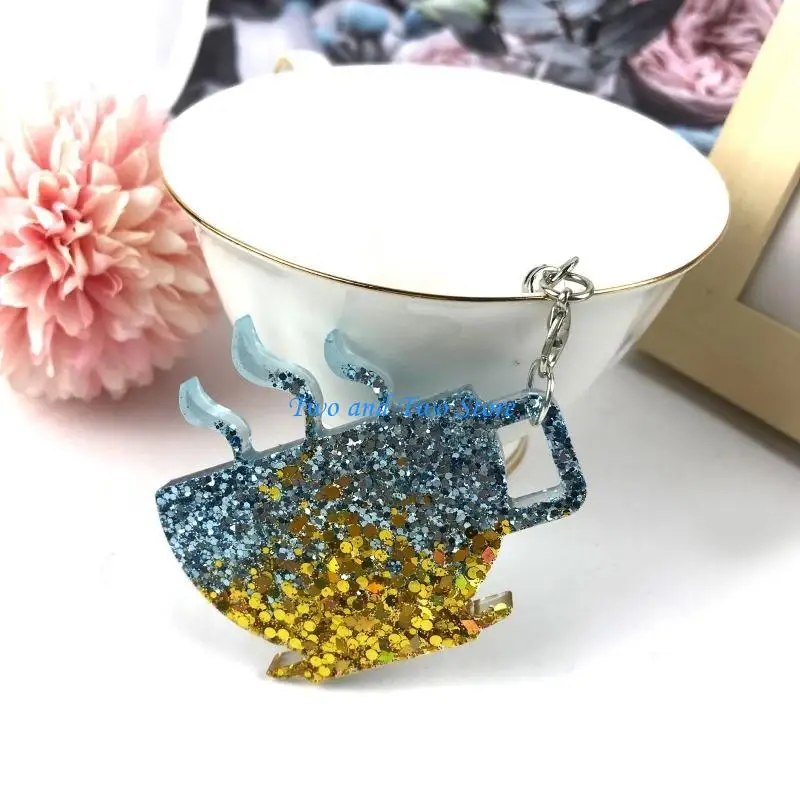 HX6F Creative Epoxy Resin Silicone Mold For Handmade Keychain Unique Design Metallic Glitters