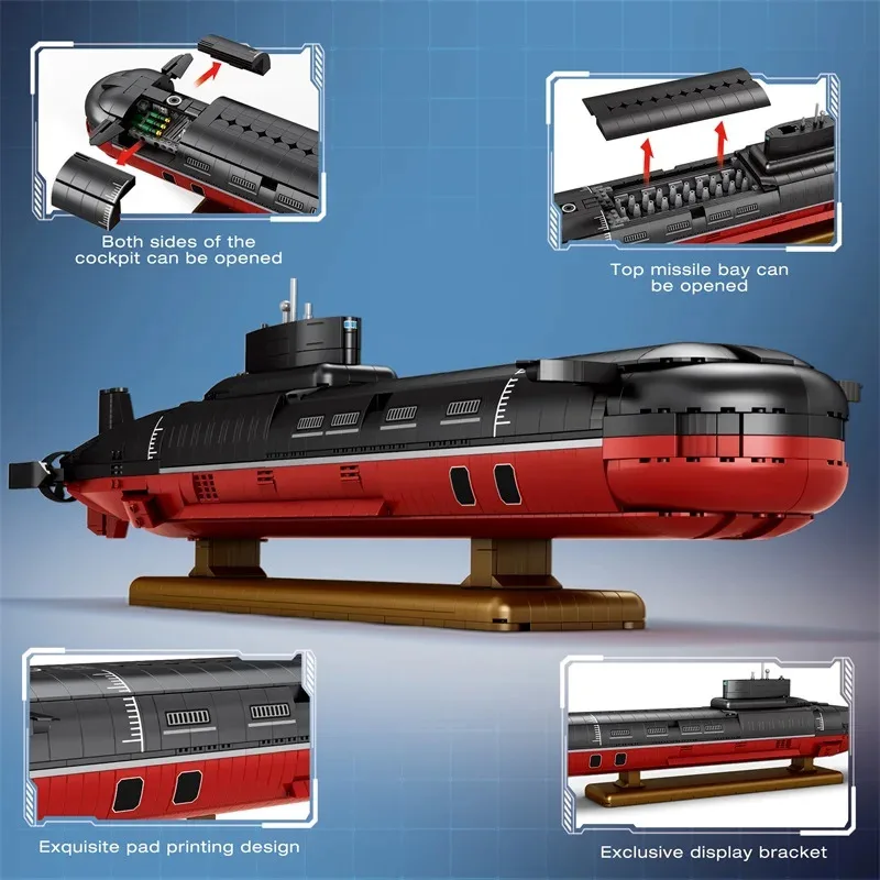 2895ピース 台風級潜水艦 組み立てブロック 1/250スケール タイプ941 シャーク潜水艦 モデルブロック 子供向け教育DIY玩具 ギフト