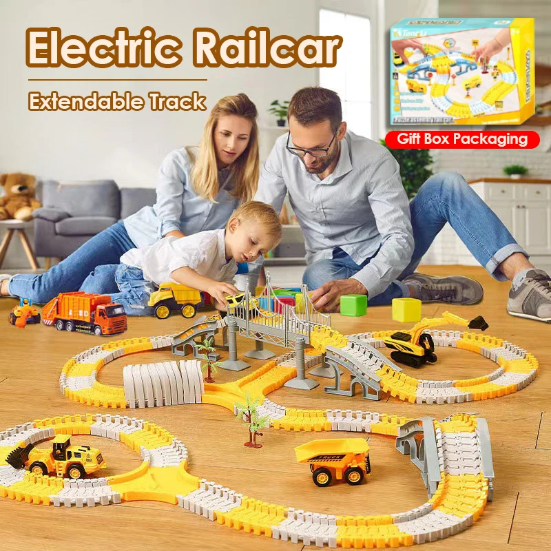 Trilha elétrica infantil Brinquedo, Engenharia, Minin Car Set, Puzzle, Trem, Aniversário, Presentes de Natal para crianças, Menino