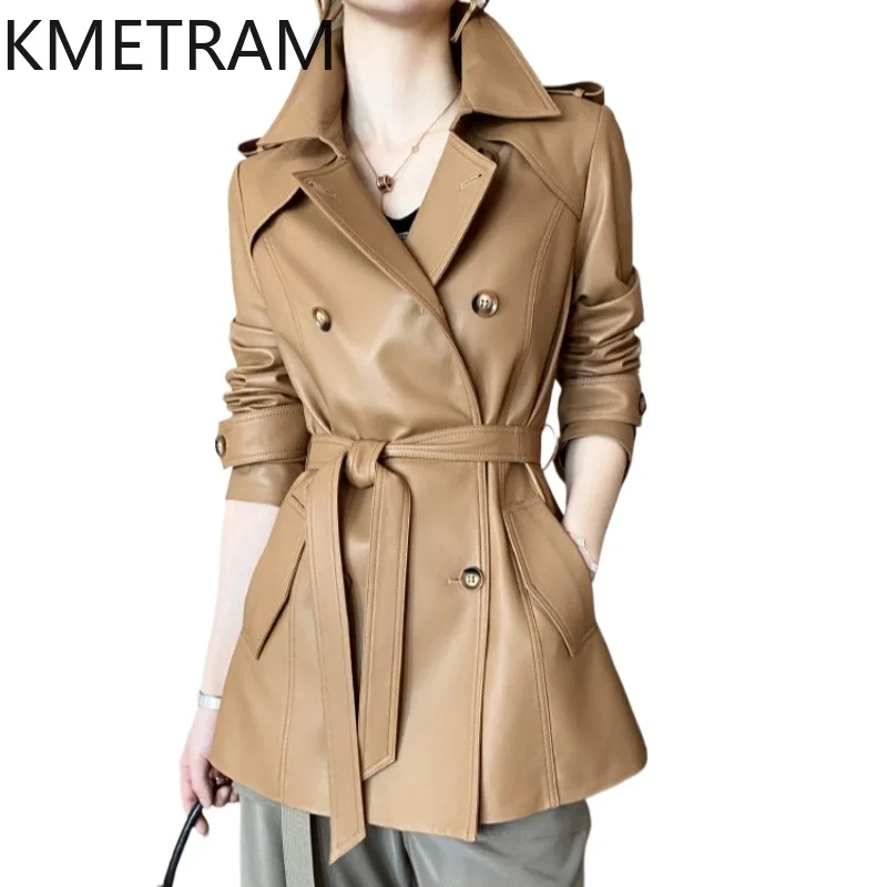 

KMETRAM Real Sheepskin Leather Jacket Woman Premium Mid-Length Trench Coat Elegant Leather Jackets Autumn Women Clothing 2026 코트