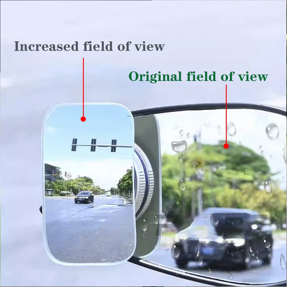 Motorcycle Car Blind Spot Rear View Mirror Wide Angle Adjustable Small Round Mirror 360° Rotation Reverse Auxiliary Rearview