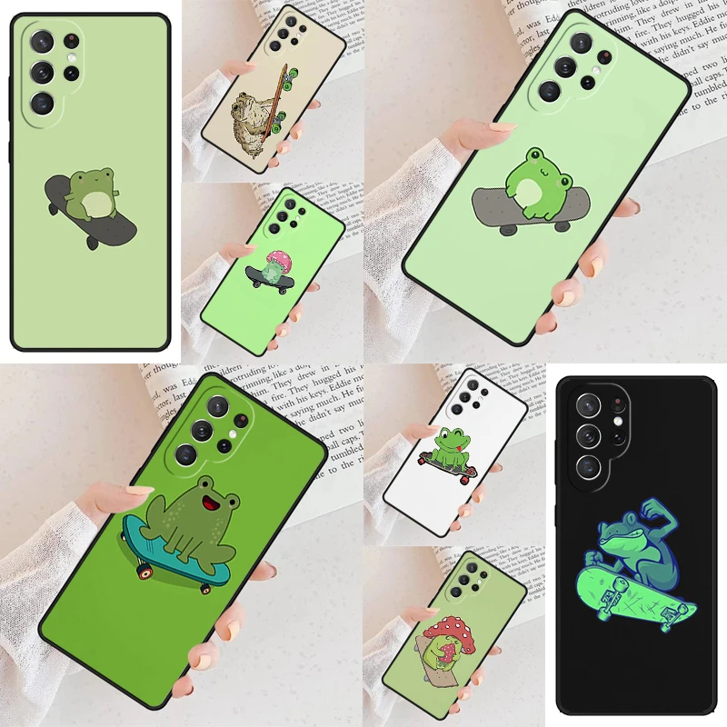 Frog Skateboard Cute Kawaii Cell Phone Case for Samsung Galaxy S26 Ultra S25 S24 S23 S22 S21 S20 Note10 Cover