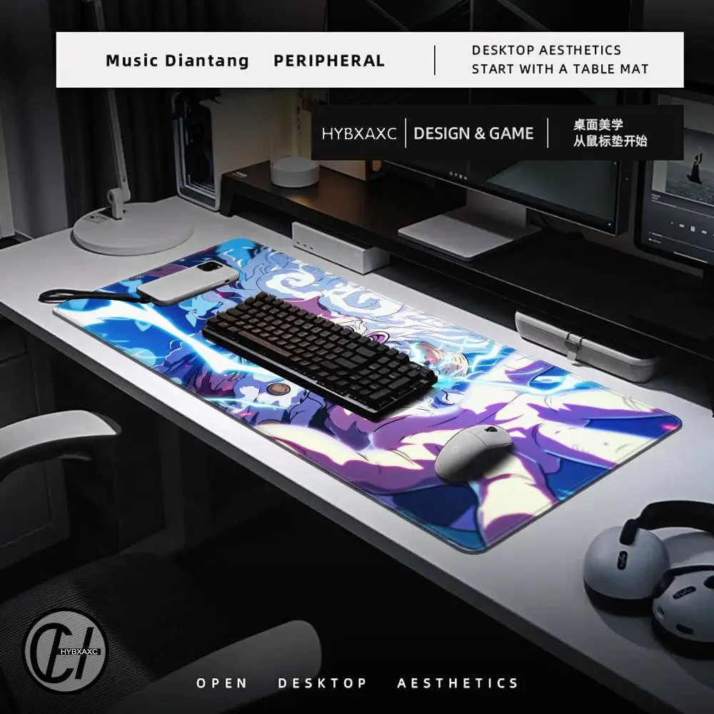 Luffys-Gear5 Desk Mat Large Mousepad Anime Mouse Pad O-One-PieceS Pc Accessories Gamer Keyboard Xxl Gaming Extended Mats