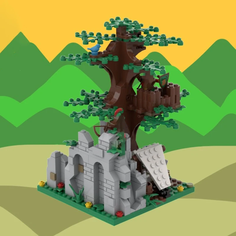 

MOC building block toy: 378 pieces of the watchtower model in the Medieval Forest, a creative festival gift