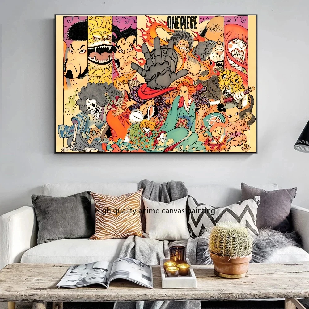 Anime Een Stuk Luffy Zoro Retro Canvas Schilderij Hd Print Poster Bar Huis Muur Esthetische Kunst Muur Esthetische Decoratie Cadeau