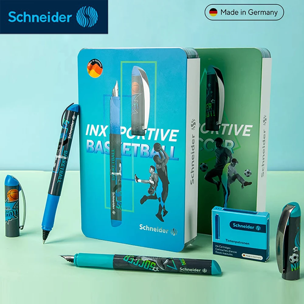New German Schneider Sports Fountain Pen+Ball Pen Double Head Basketball Football Set Gift Box Student/Adult Writing Stationery