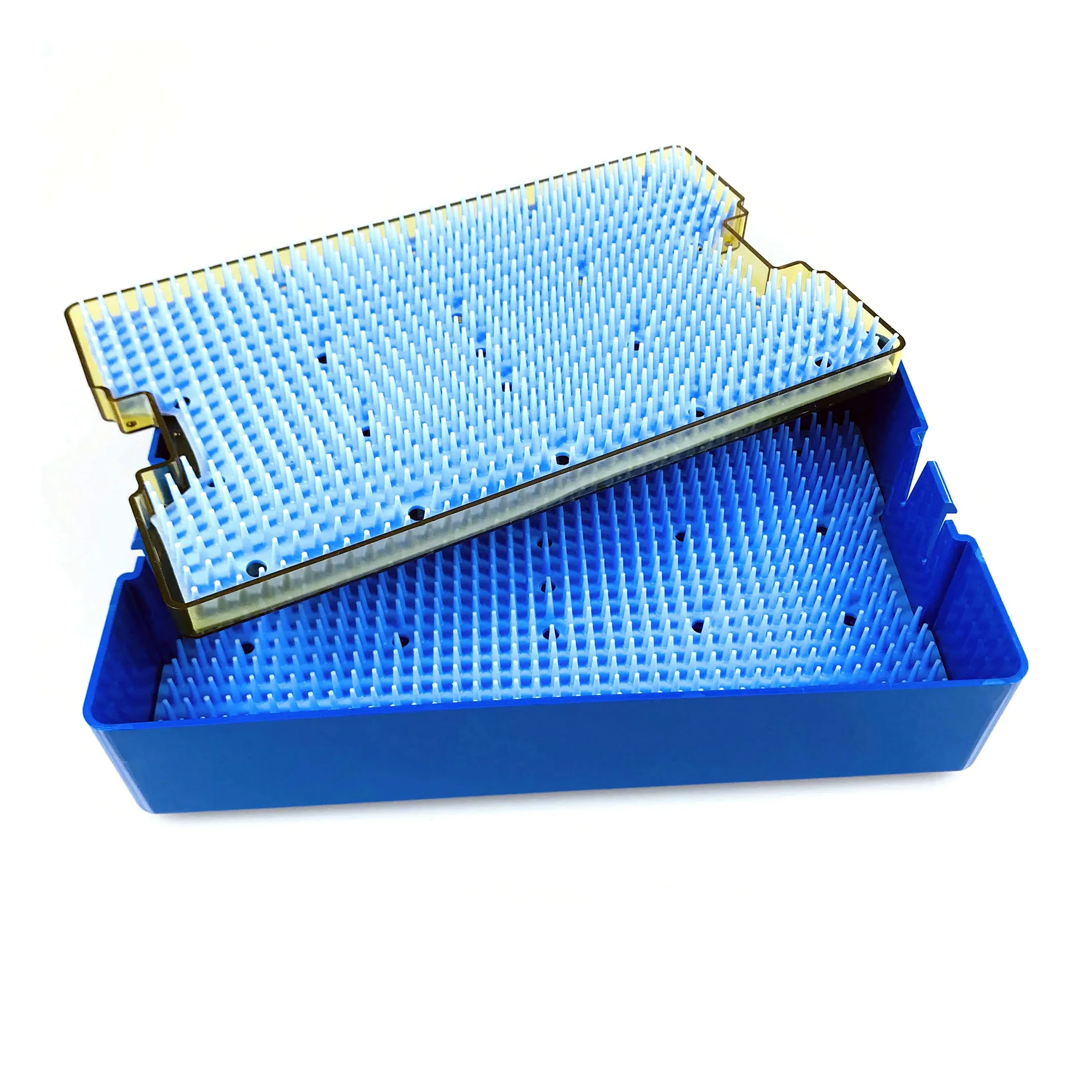 1PCS Double Layer Silicone Sterilization Tray Case with Silicone Mat Disinfecting Box Surgery Instrument