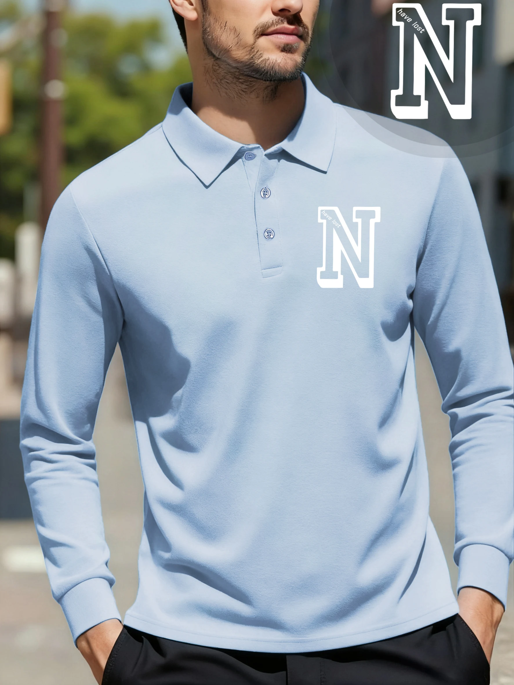 

Have Lost N Prints Men Basics Polo Shirt Street Comfy T Shirts All-Match Comfortable Tee Top Button Turn-Down Collar Clothes