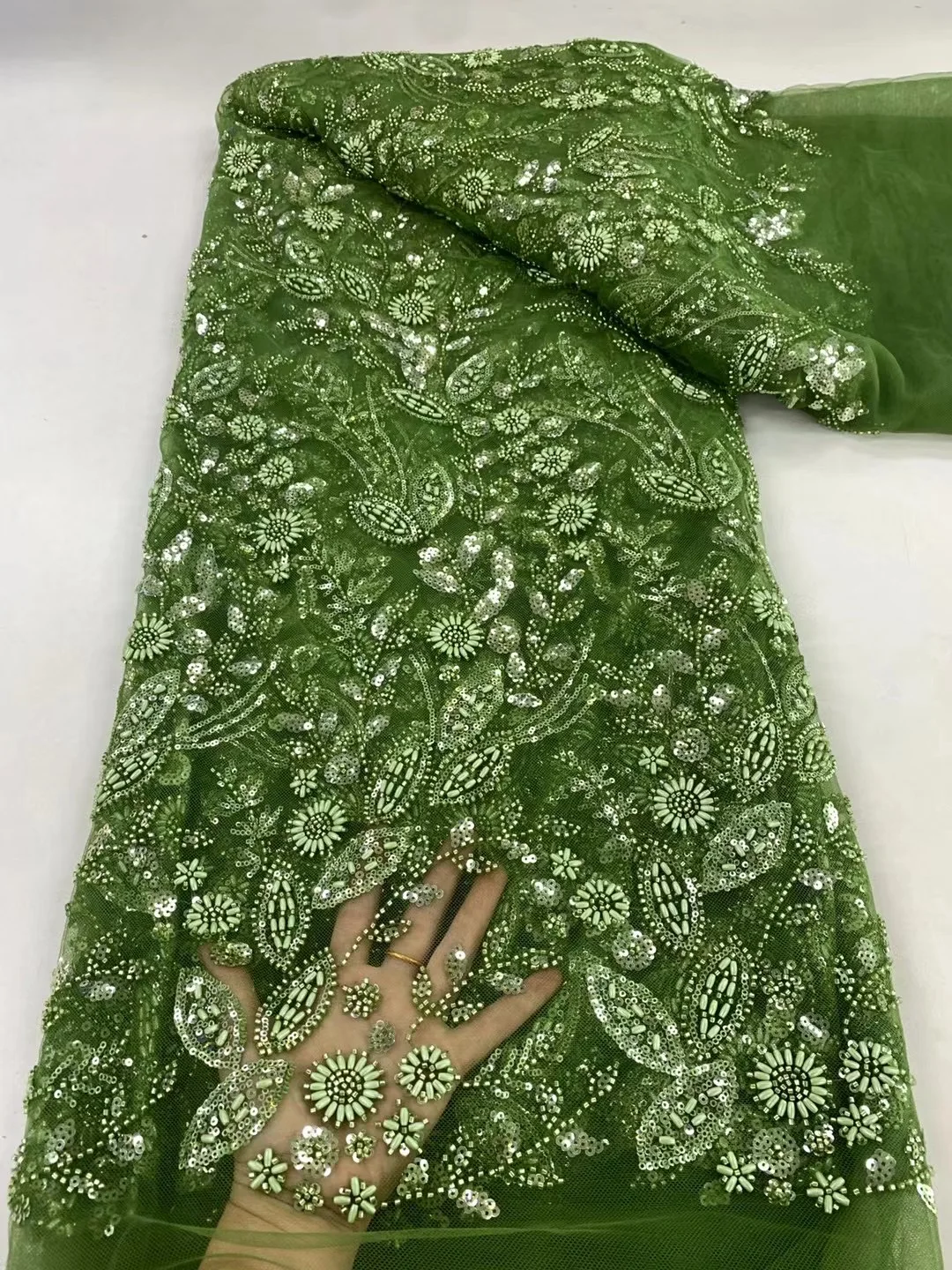 Tessuto da sposa in pizzo con perline francesi dorate 5 metri 2025 Tessuto di pizzo africano con paillettes di alta qualità Nigeria Abito da sposa in maglia per le donne