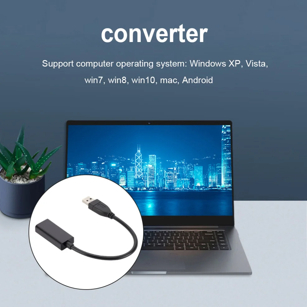 Adaptateur compatible USB vers HDMI, 1080P, USB 3.0 vers HDMI, convertisseur vidéo pour Windows 7, 8, 10 PC, ordinateur portable, moniteur de