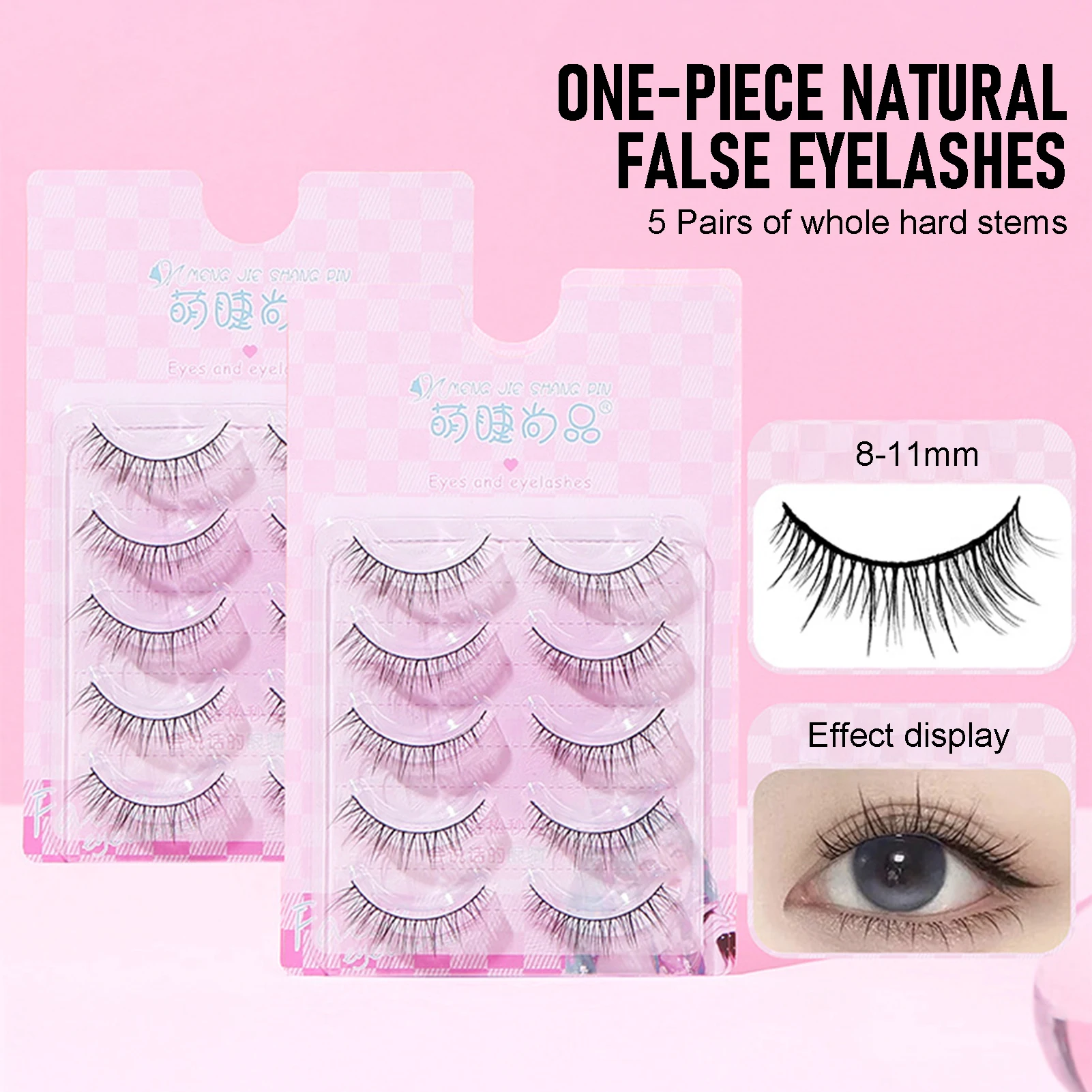 Koreaanse Idool Natuurlijke Vezel Wimpers Cosplay Manga Valse Wimpers Strip Krul Lichtgewicht Volume Piekerige Wimpers Extension 5pairs