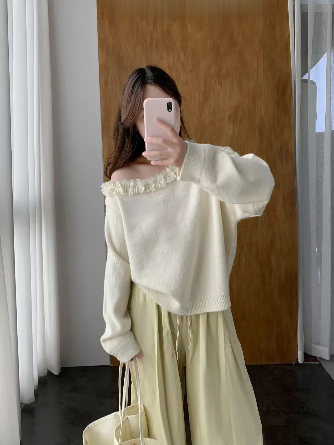 أوائل الخريف واحد الكشكشة الجلد ودية الراقية لينة محبوك سترة الحلو الرغبة النقية Sle أعلى المرأة Faion